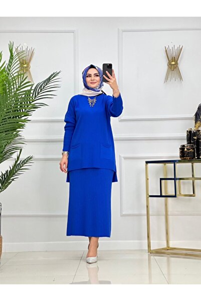 VALENS BOUTİQUE Σετ τοπ και φούστα από πλεκτό ύφασμα με τσέπες Demet