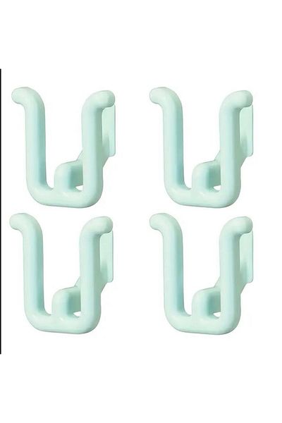 miatamer 3 Pieces U-Shaped Wall Mounted Self-Adhesive Slipper and Shoe Rack (Green)