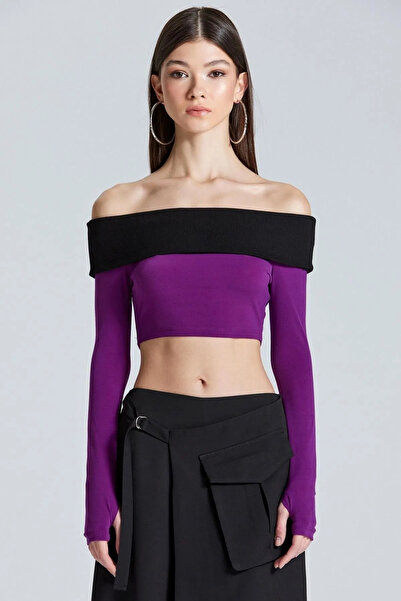 World Fashion Trends Bluză Crop cu guler Madonna