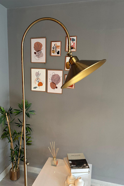 Bamyum Eskitme Lambader Hareketli Başlık Modern Dekoratif Metal Salon Oturma Odası Çalışma Odası Lambası