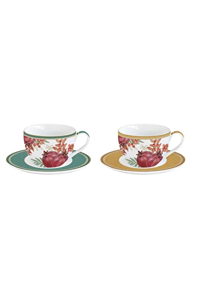 Easy Life Collection's Autumn Symphony Set of 2 Porcelain Coffee Cups 110 ml and Saucer