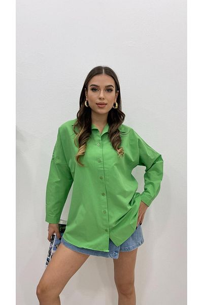 MODA Cămașă de bază lungă, verde deschis, pentru femei