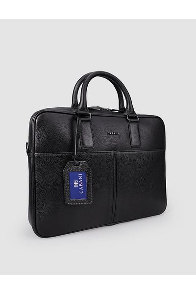 Cabani 100% Genuine Leather Black Shoulder Strap Briefcase