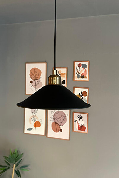 Bamyum Benjamin Siyah Renk Yarım Lale Metal Sarkıt Avize Lamba Rustik Metal S...