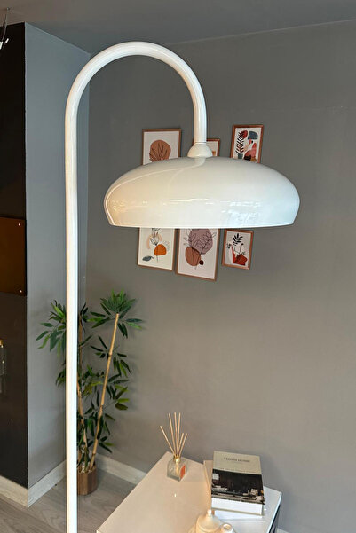 Bamyum Beyaz Lambader Modern Dekoratif Metal Oturma Odası Çalışma Odası Zemin Lambası