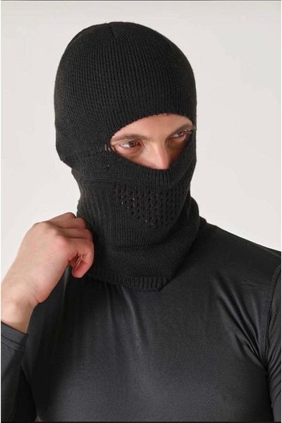 dgn shop Black Wool Balaclava & Beret
