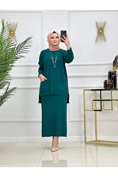 VALENS BOUTİQUE Σετ τοπ και φούστα από πλεκτό ύφασμα με τσέπες Demet