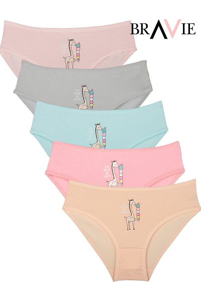 Bravie Chiloți pentru fete cu tăietură bikini colorați ilustrați Brv1-zrf