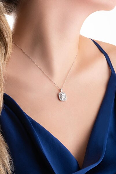 So CHIC... Baget Işıltısı 18 Ayar Beyaz Altın Kaplama 45 Cm Gümüş Kolye