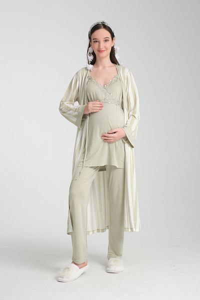 Effortt Venera Effortt Maternity Hamle Pajama Set Striped Set