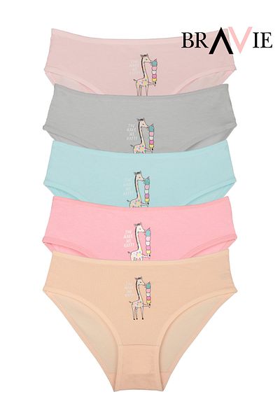 Bravie Chiloți pentru fete cu tăietură bikini colorați ilustrați Brv1-zrf