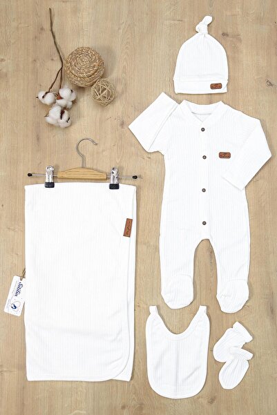 Sitilin 5-Piece Cotton Striped Baby Hospital Discharge Set - Girls and Boys Stl6893