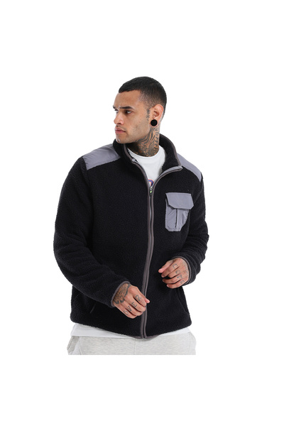 Sportive Sherpa Erkek Siyah-Gri Günlük Stil Polar 24KE023-SYH