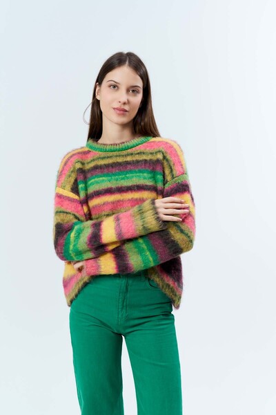 JOY İN JOY Joy in joy gökkuşağı renkli angora kazak