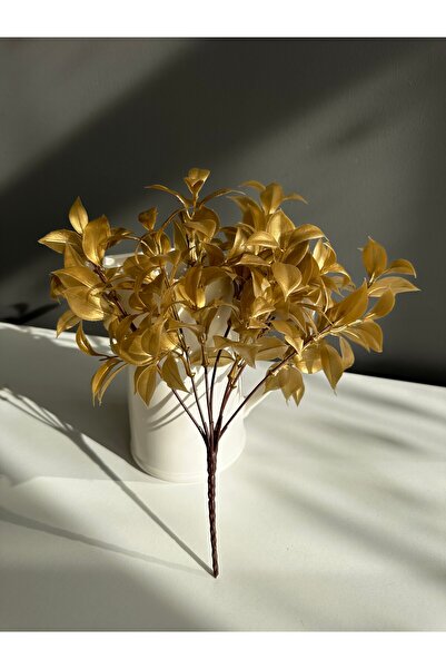 Luvienn Yapay Gold Limon Yaprağı-Vazo Aranjman için Ara Dal-Gold Vazo Garnitürü
