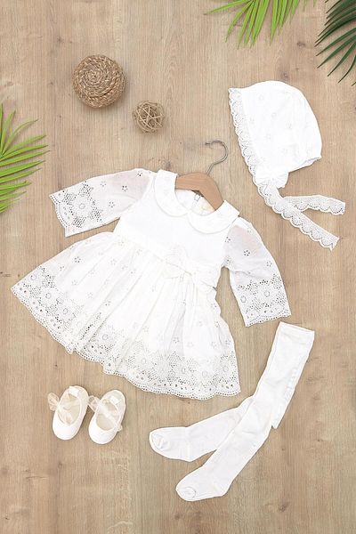 Sitilin French Lace Baby Girl Mawlid Dress and Wedding Dress Set - Stl6929