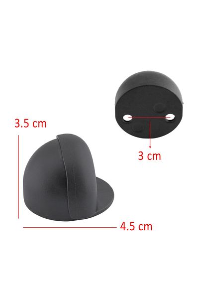 Badem10 Oprire de ușă semi-lună din silicon negru cu șurub metalic - suport tampon