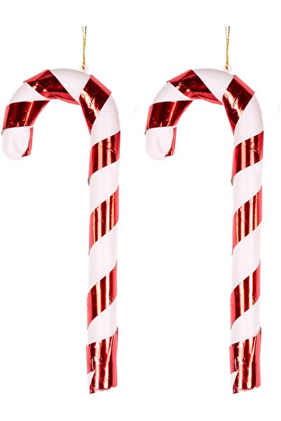 Herdekora Christmas Ornament Cane Set of 2 Red-White 8X21 cm