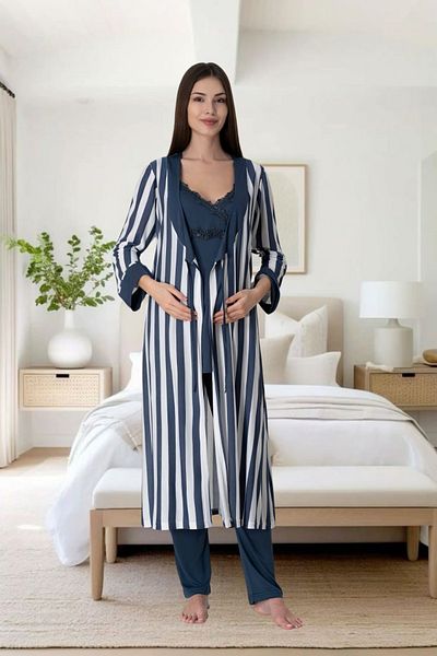 Effortt Venera Effortt Maternity Hamle Pajama Set Striped Set