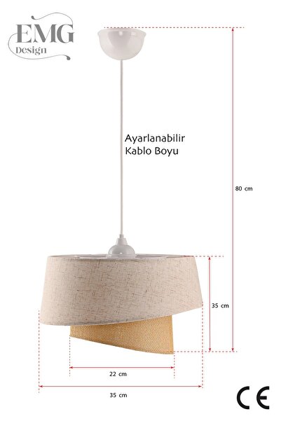 polle Kumaş Manolya Modern Tekli Avize ve 2 Li Abajur Seti