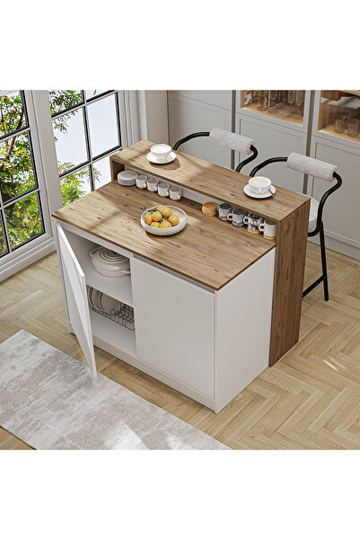 ROOMART Cortado Bar Masası Dolaplı, Kapaklı Mutfak Masası, Yemek Masası , Mut...