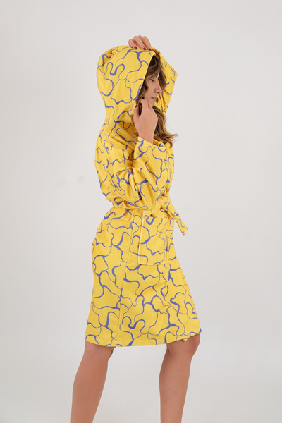 Dotamess Young Girl Hooded Printed Bathrobe