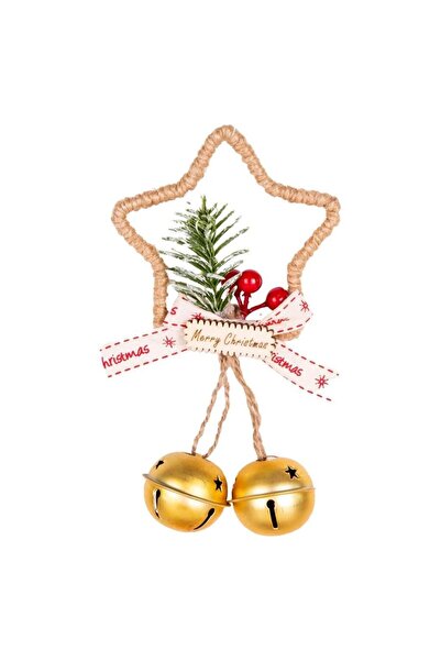 Herdekora Christmas Tree Ornament with Star Bells Gold 9X14 cm