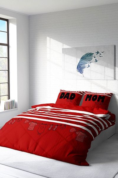 MonoHome Duvet Cover Set 100% Natural Cotton Double 3d Digital Mom & Dad