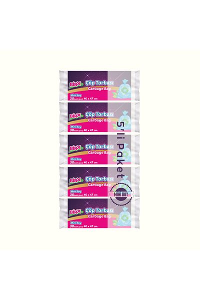 BIRX Mini Size Garbage Bag 40X47 30Pcs 5 Roll Garbage Bag 150 Pieces (Small Size)