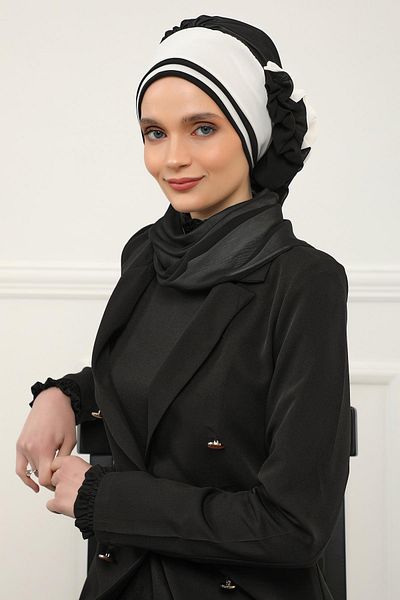 Aisha's Design عمامة شيفون جاهزة - لون مزدوج، موديل التصميم: ht-86