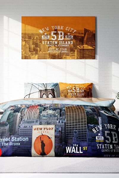 MonoHome Duvet Cover Set 100% Natural Cotton Double 3d Digital New York