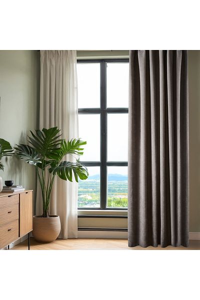 Evidea Soft Devon Background Curtain - Gray - 140X270 cm