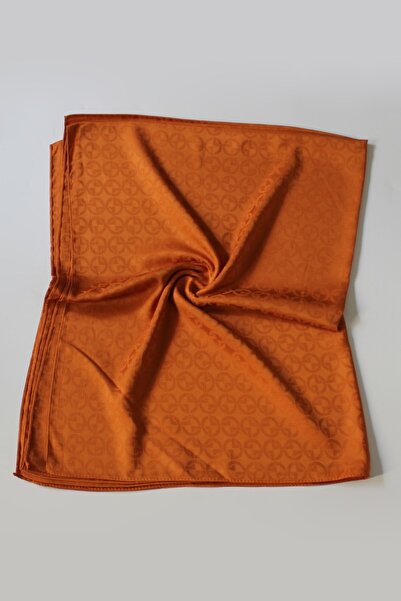 QUM İPEK Orange Italian Jacquard Shawl - g Patterned