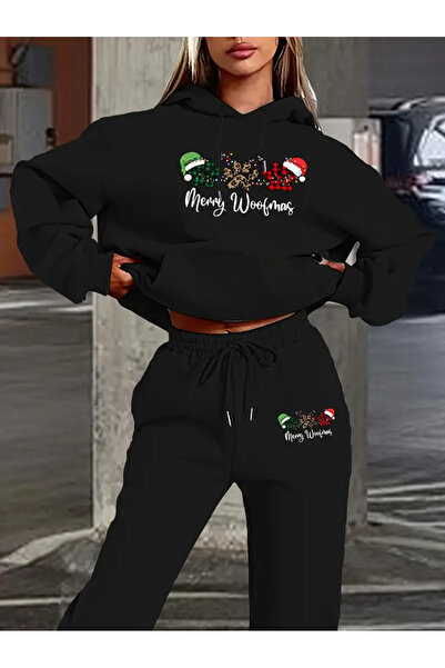 Nebulaa Tekstil Σετ φούτερ με κουκούλα Nebulaa Merry Patterned XXS-7XL - Γυνα...