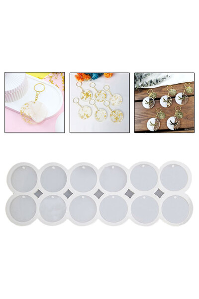 Getshopmini Epoksi Çoklu Yuvarlak Daire Delikli Anahtarlık Kalıbı Silikon 5.3...