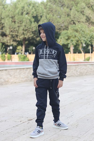 Merry Store New Style Bronx Printed Kids Tracksuit Set with Hood and Pockets
