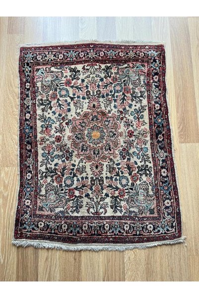 DesignEv 77x102 cm Benzersiz Desenli Vintage Türk Halısı, Çiçek Motifli Kilim...