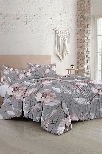 MonoHome Cotton Double Duvet Cover Set Natura Rose Gray