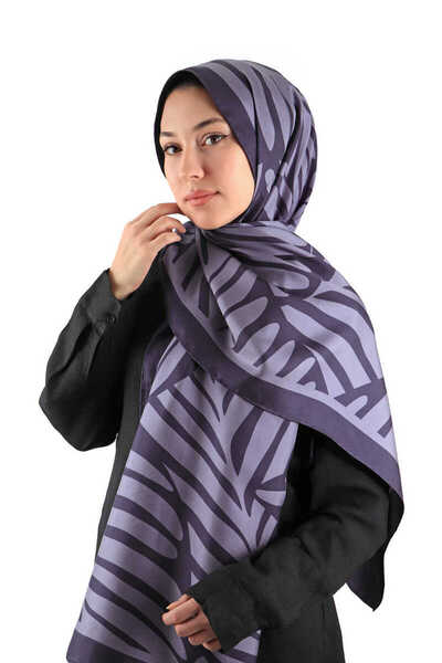 Bursa İpek Μπλε Navy Ekin Pattern Twill Silk Shawl