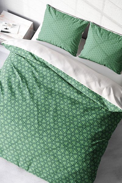 MonoHome Duvet Cover Set 100% Natural Cotton Double 3d Digital Green Pattern