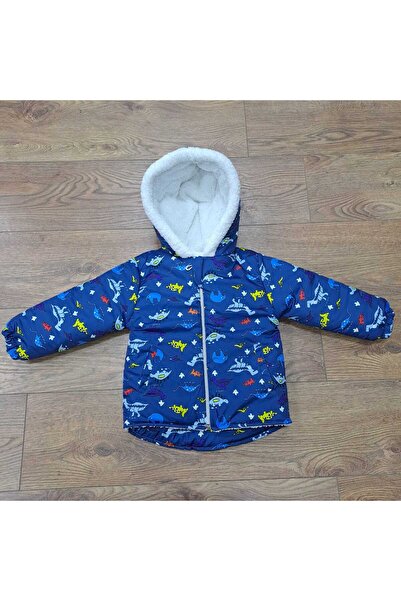 minikiss Чоловічий дитячий пальто з капюшоном з тканини Welsoft з друкованим водовідштовхувальним покриттям