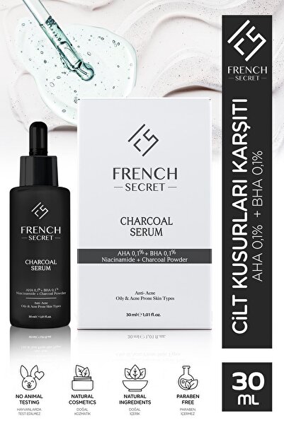French Secret Cilt Kusurları Karşıtı Aktif Kömür İçeren Charcoal Bakım Serumu...