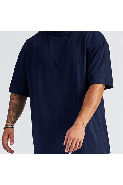 Lider Leather Tricou simplu supradimensionat din bumbac și poliester - Confor...