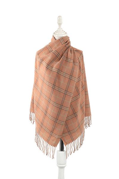Bursa İpek Salmon Mint Patterned Winter Shawl