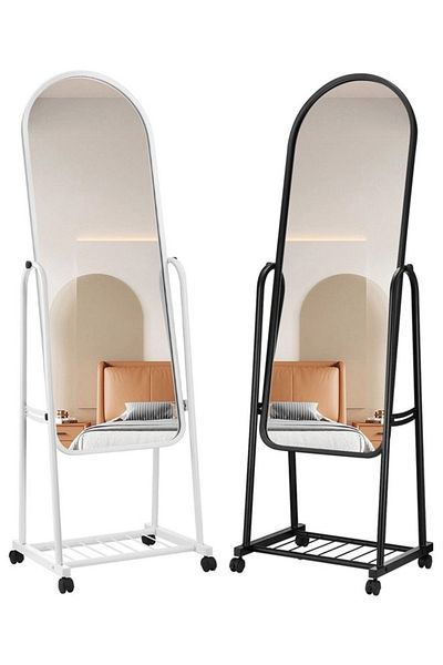 Taimi Elegant Mirror with Sturdy Stand in Black and White, 30 x 158 cm