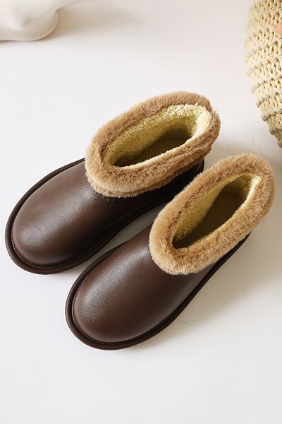 Limoya Rahela Brown, Bitter Brown Color Oval Toe Αδιάβροχες Γυναικείες Μπότες με Γούνα Εσωτερικά, Γυναικεία Μποτάκια