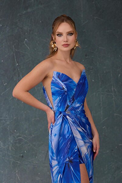 Carmen Saks Straplez Saten Empirme Abiye Elbise