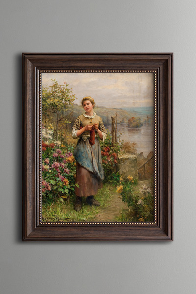 epiqart Πλεκτό Ören Young Woman - Πλαίσιο με Vintage σχέδιο