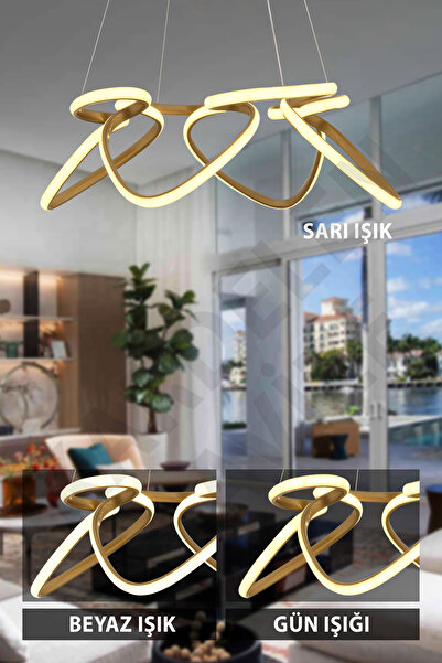 Genel Markalar Kardelen 3 Renkli Eskitme Çilek4 Sarkıt Modern Ledli Avize