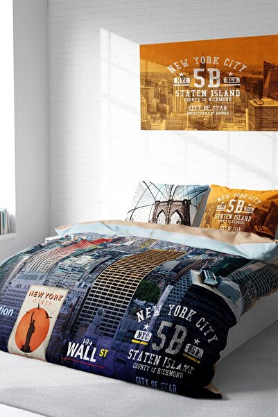 MonoHome Duvet Cover Set 100% Natural Cotton Double 3d Digital New York